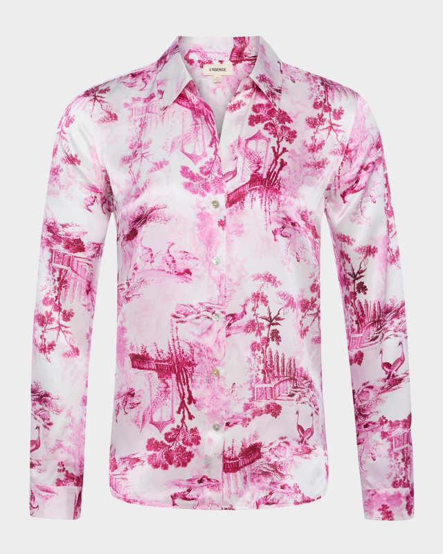 Tyler Toile Button-Front Silk Blouse